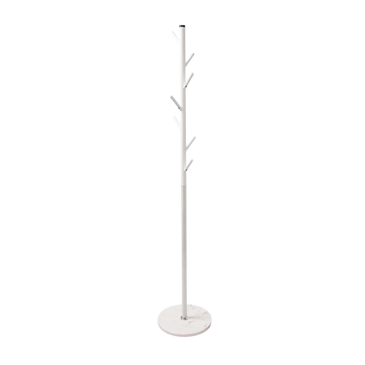 N1 Premium Coat Rack Stand with White Metal & Aluminium Hooks - Solid Heavy Marble Base