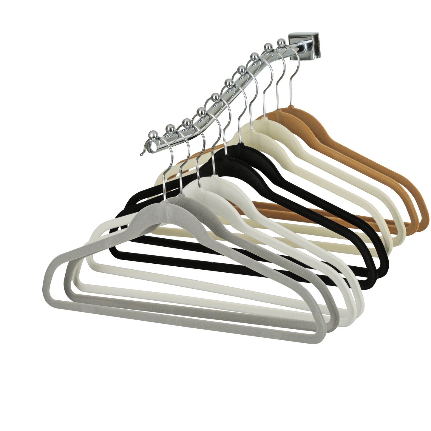 43cm Slim-Line Ivory Velvet Coat Hanger with Chrome Hook Sold in Bundles of 20/50/100 - Rackshop Australia