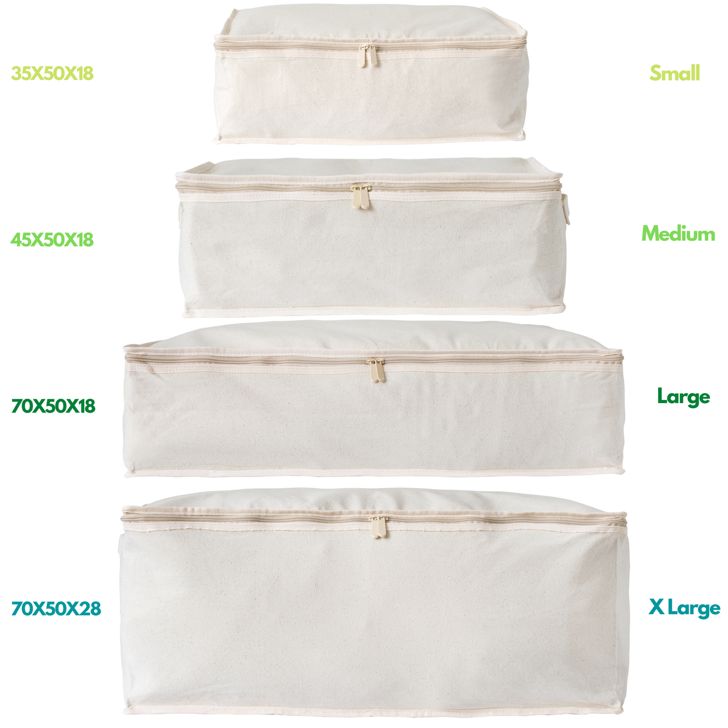 LUSH 10oz Extra Thick Pure Natural Cotton Storage Bags - Medium - ( Enhanced Zip Line & Extra Thick Handles) - Rackshop Australia