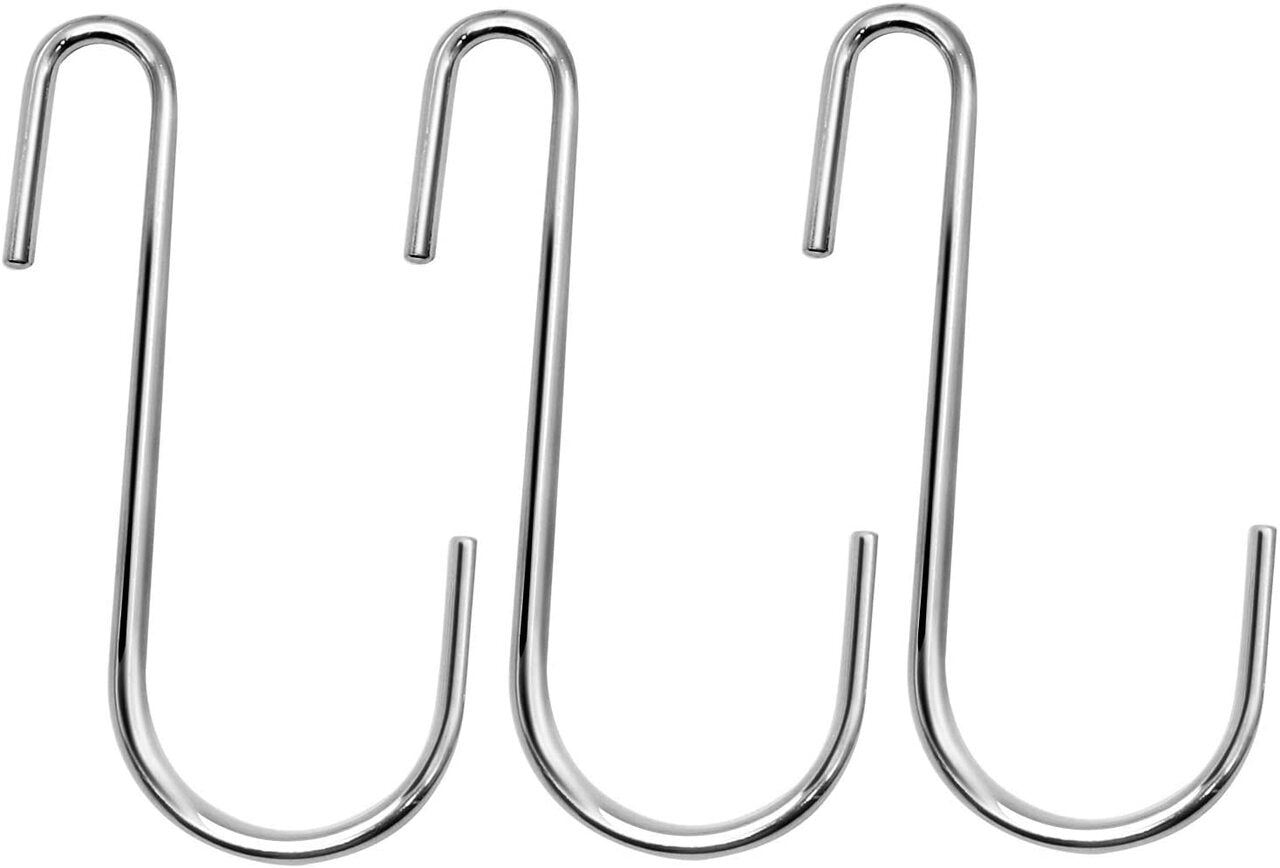 Large Size Heavy Duty S Metal Hooks - Silver Colour - 304 Stainless Steel with 4mm Thick- Sold in 5/25/50 - Rackshop Australia