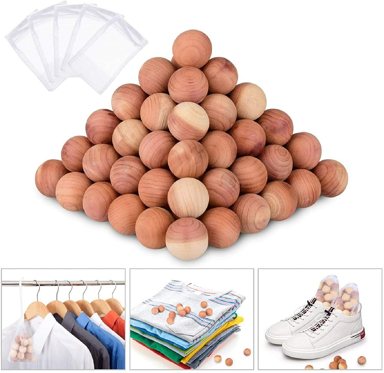 Natural Cedar Balls for Clothes Storage Sold in Bundles of 16/48/80/128/160/320 - Rackshop Australia