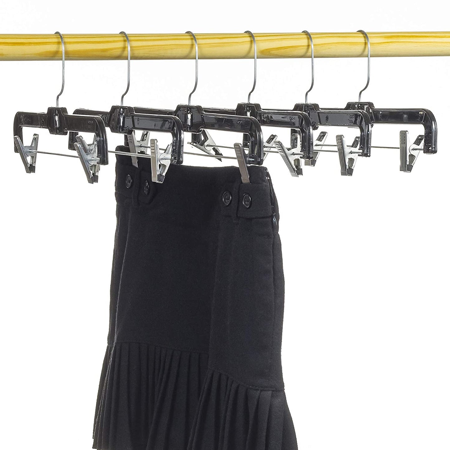 35.5cm Black Plastic Pant/Skirt Hanger with Clips Sold in Bundles of 25/50/100 - Rackshop Australia