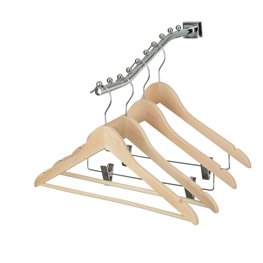 43cm Premium Natural Raw Wood Coat Hanger With Bar & NO Lacquer 12mm thick Sold in Bundle of 25/50/100 - Rackshop Australia