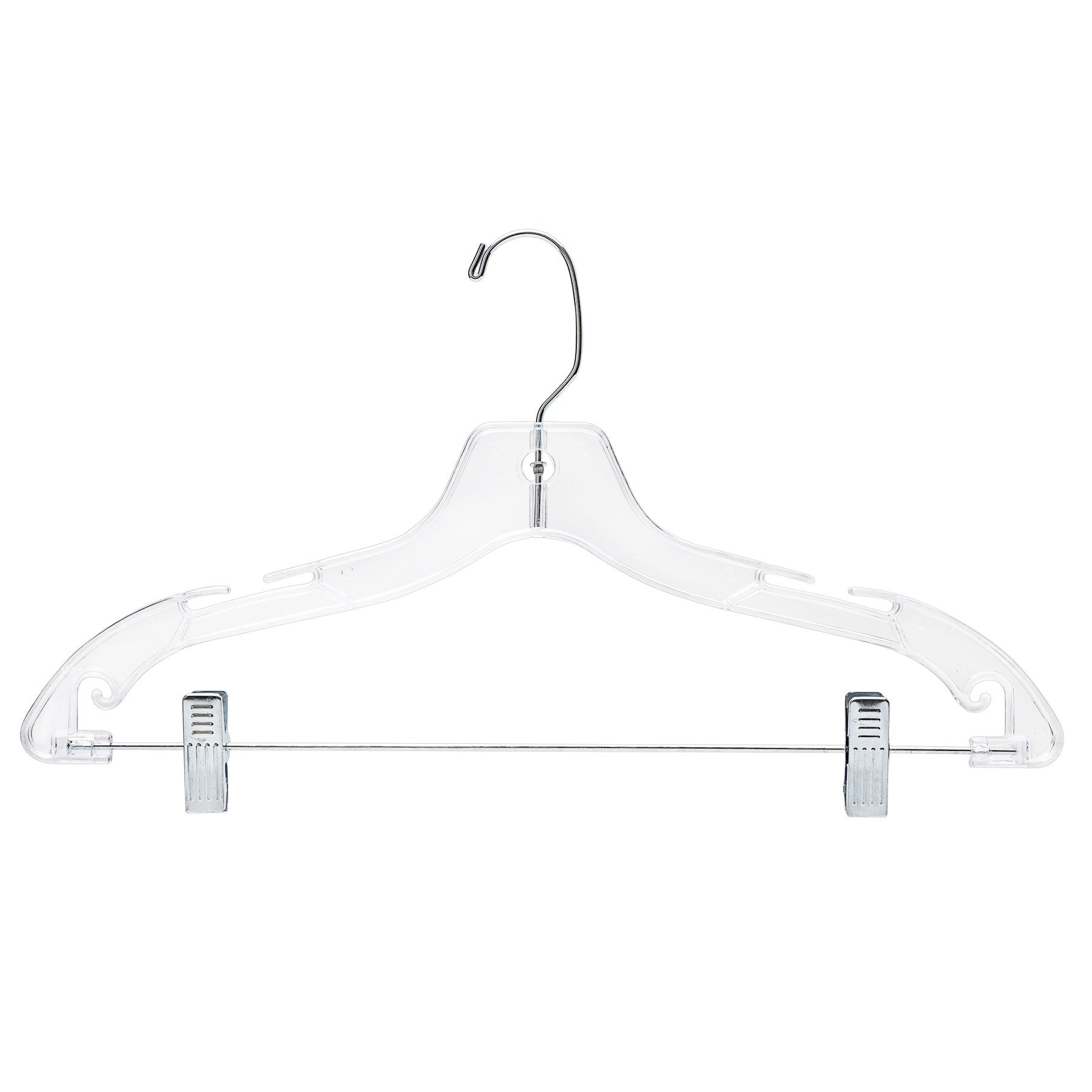 43cm Clear Plastic Combination Hanger with Clips (100% transparent) Sold in Bundles of 25/50/100 - Rackshop Australia