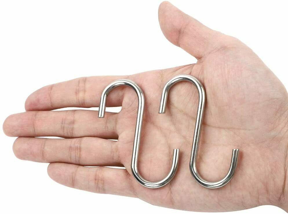 Small Size Heavy Duty S Metal Hooks - 304 Stainless Steel with 4mm Thick- Sold in 5/25/50 - Rackshop Australia